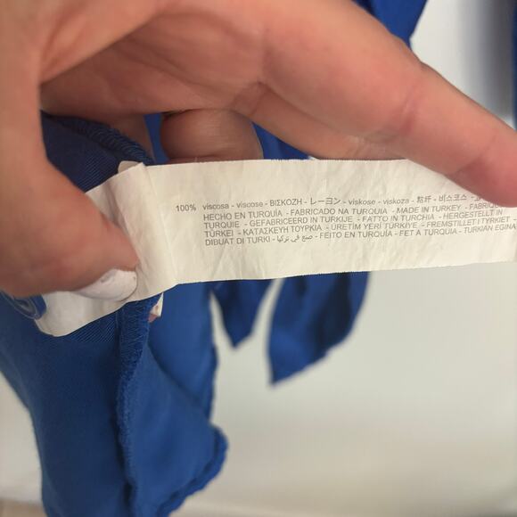 Zara Satin Effect Wrap Dress Cobalt Blue XS Deep Winter Color - Picture 7 of 10